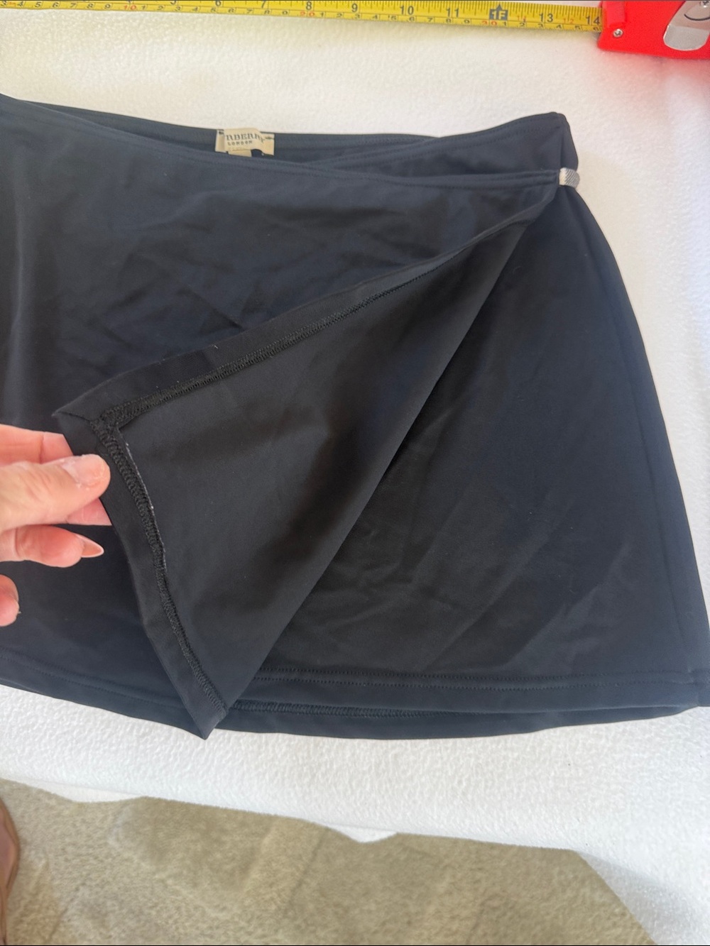 Burberry Black swimsuit cover up wrap skirt with Signature Check Side Tie (Small - Picture 6 of 10
